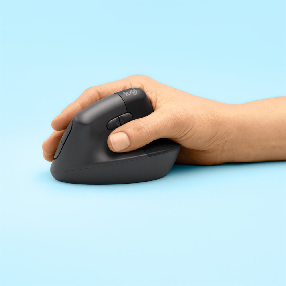 Logitech Lift | Ergonomische Draadloze Muis | Rechtshandig | RF + Bluetooth | 4000 DPI | Grafiet - Matmuis - Matmuis