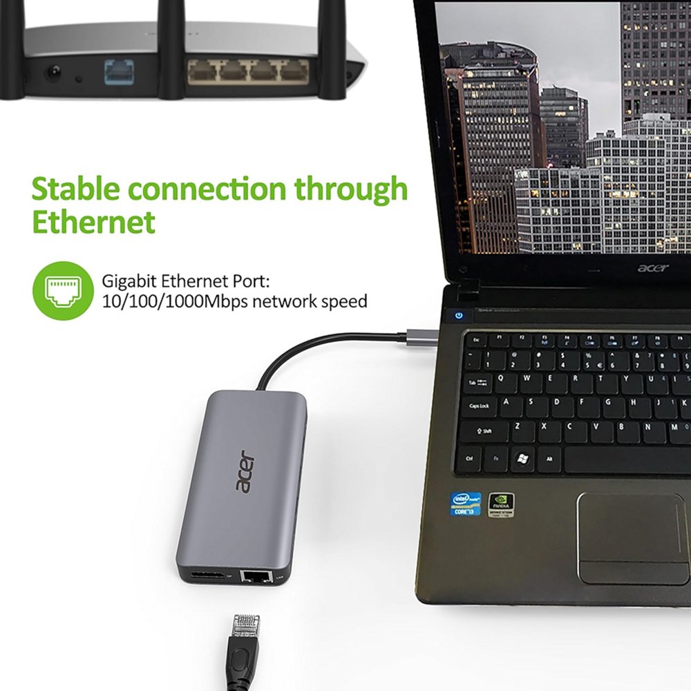 Acer 12-in-1 USB-C Docking Station | Dual HDMI | DisplayPort | Gigabit Ethernet | USB 3.2 Gen 1 - Matmuis