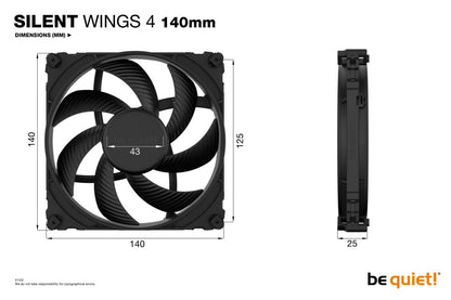 be quiet! Silent Wings 4 | 140mm Case Fan | Zwart - Matmuis - Matmuis