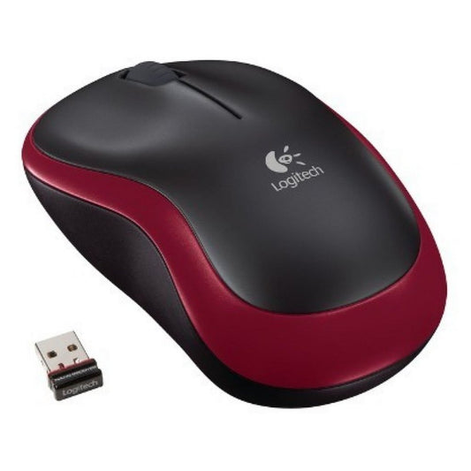 Logitech M185 | Draadloze Muis | Links- en Rechtshandig | RF | 1000 DPI | Zwart/Rood - Matmuis - Matmuis