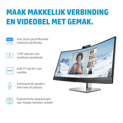 HP E34m G4 34" | 3440x1440 VA | 75Hz | Curved | USB-C | Conferencing Monitor - Matmuis - Matmuis