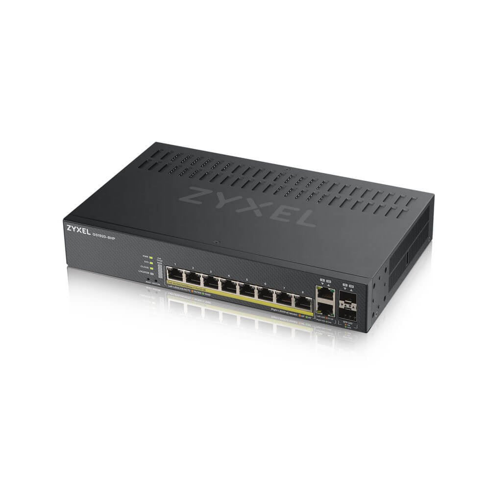 Zyxel GS1920-8HPV2 | Managed Switch | Gigabit Ethernet (10/100/1000) | Power over Ethernet (PoE) | Zwart