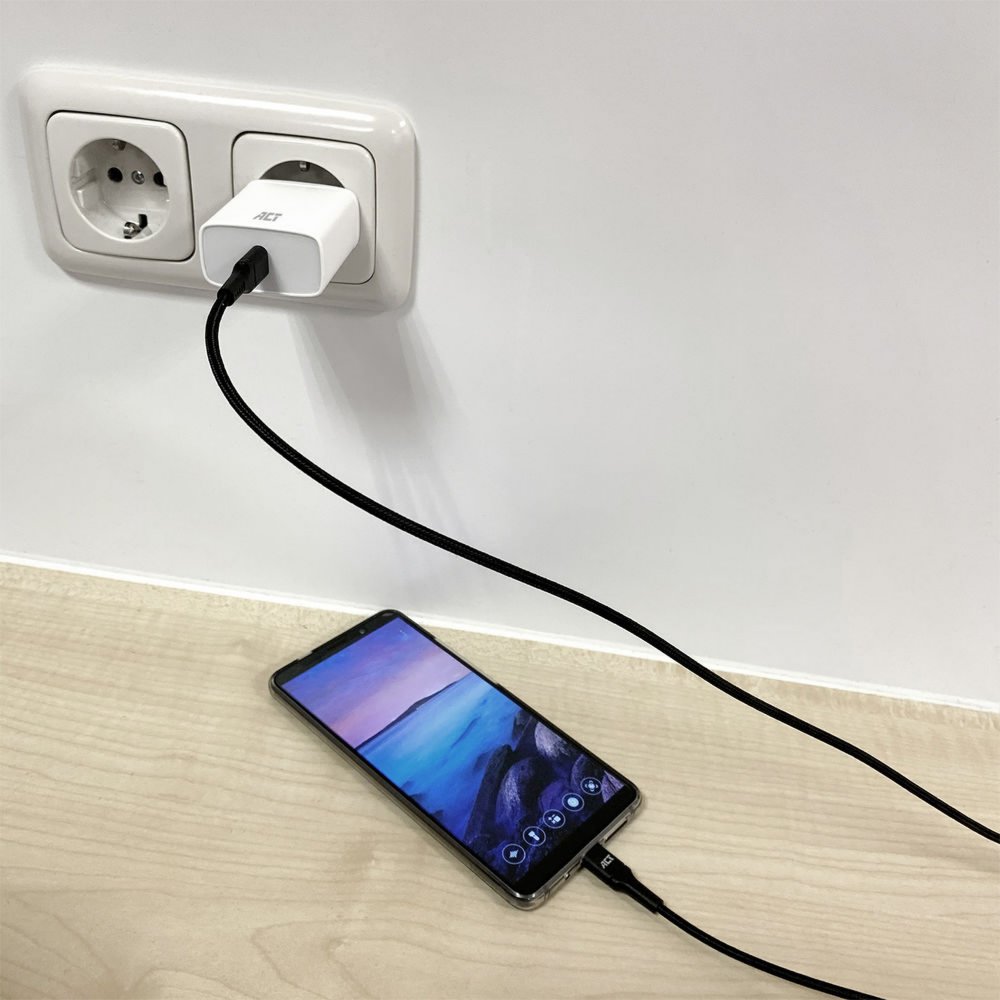 ACT AC3096 | USB 2.0 | USB-C naar USB-A | 1m | Zwart - Matmuis - Matmuis