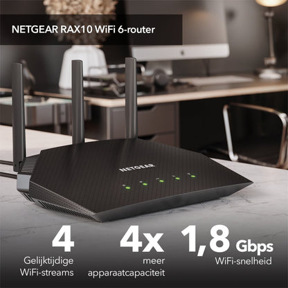 NETGEAR Nighthawk 4-Stream AX1800 | Wifi 6 Router | Gigabit Ethernet Dual-band (2.4 GHz / 5 GHz) | 1200Mbit/s - Matmuis - Matmuis