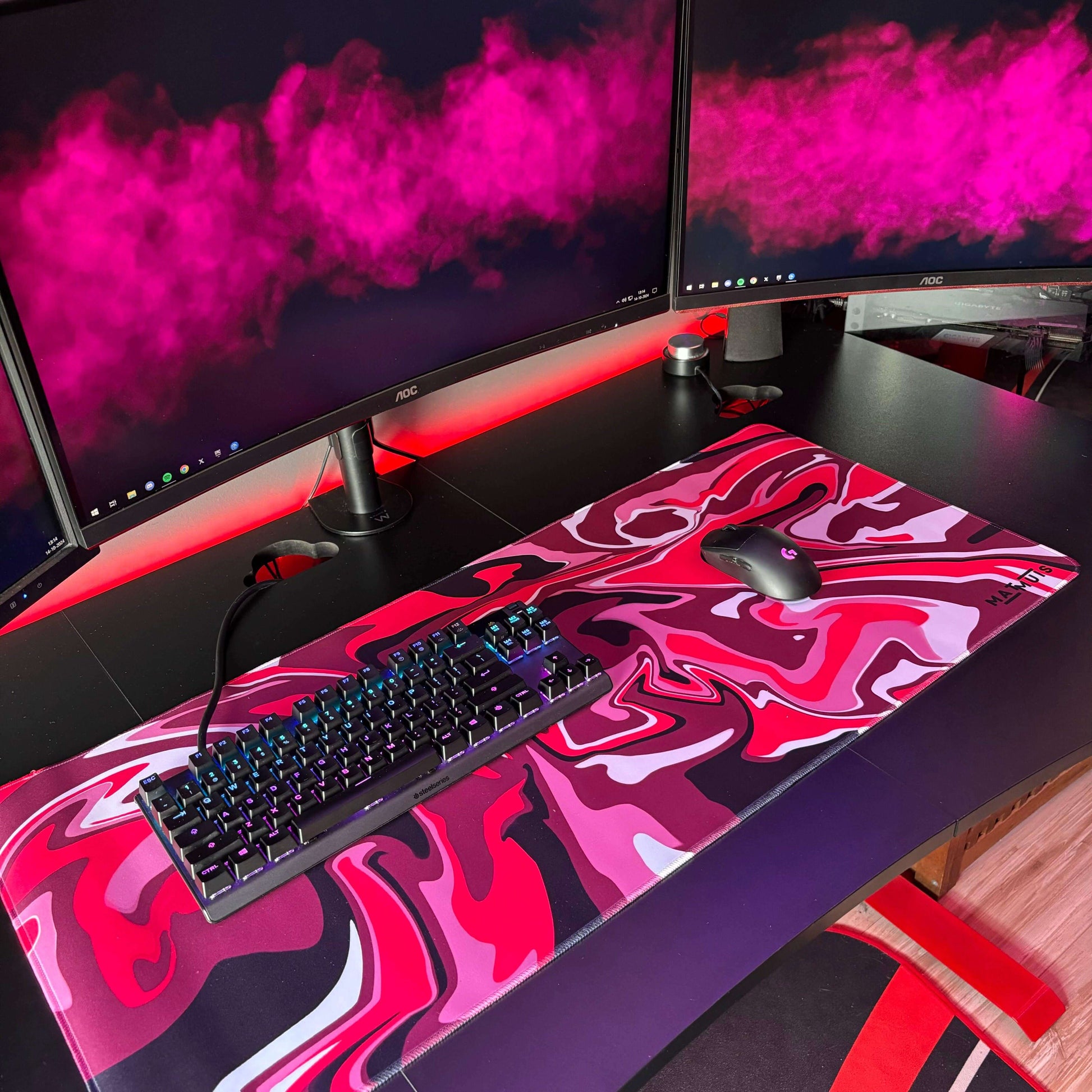 Liquid Abstract Pink Gum | XXL Gaming Muismat