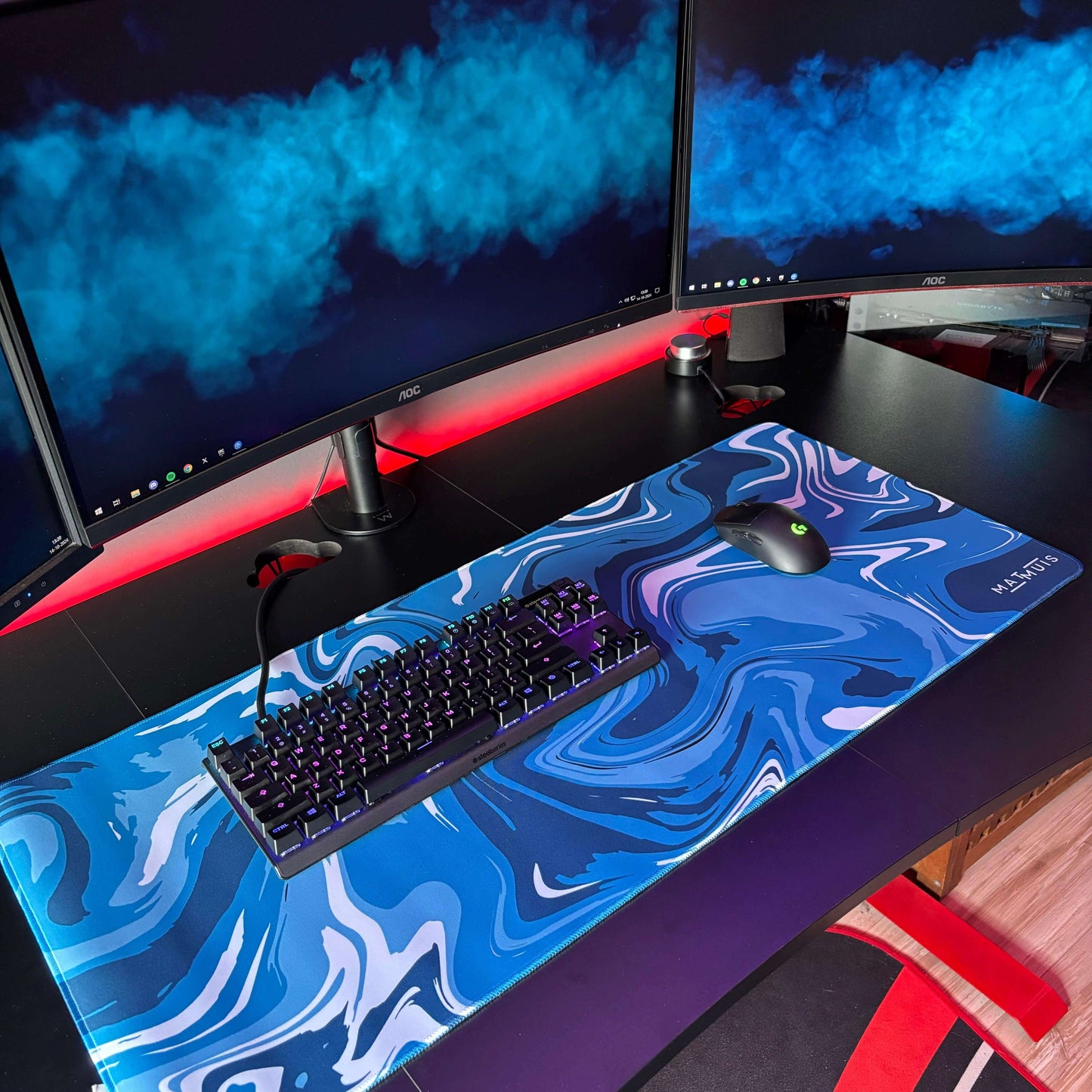 XXL Muismat | Liquid Abstract Blue River | Matmuis