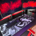 XXL Muismat | Liquid Abstract Black Chrome | Matmuis