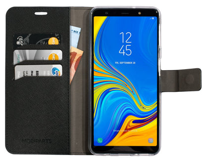 Mobiparts Saffiano Wallet Case | Samsung Galaxy A7 (2018) | Black - Matmuis - Matmuis
