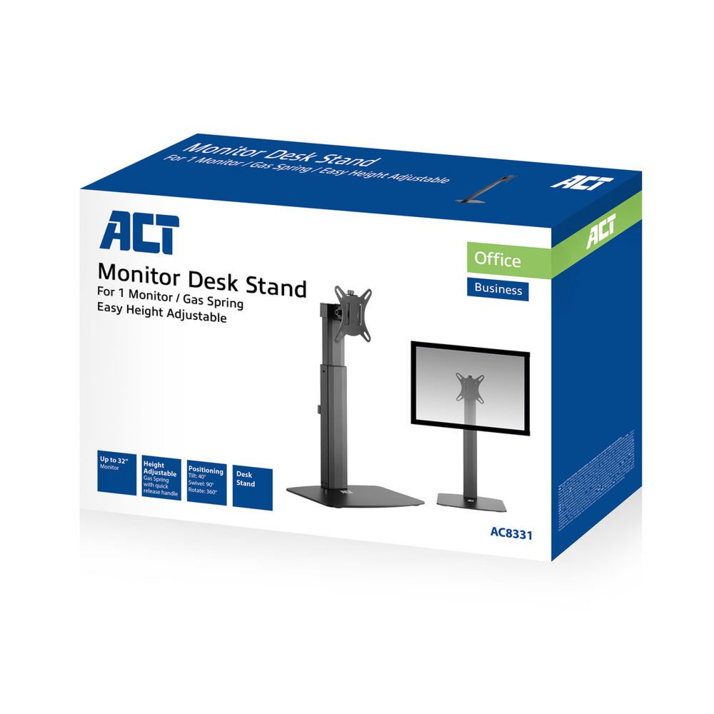 ACT AC8331 | In Hoogte Verstelbare Monitor-bureausteun | Tot 32