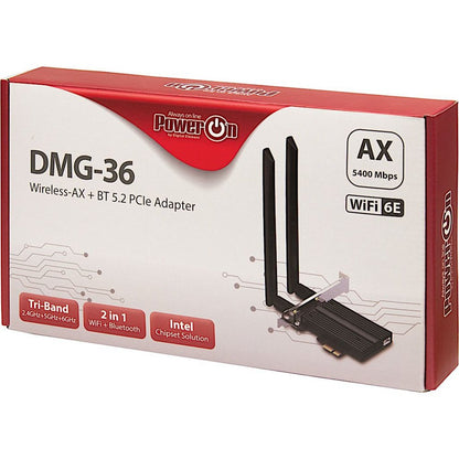 Inter-Tech DMG-36 Interne Adapter | WLAN: 802.11 a/b/g/n/ac/ax (Wi-Fi 6E) | Tot 5400 Mbit/s | Bluetooth 5.2 - Matmuis - Matmuis