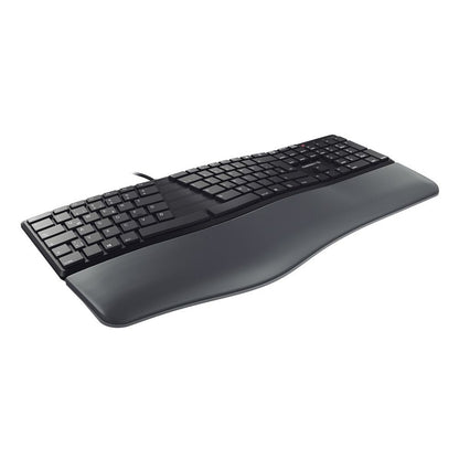 CHERRY KC 4500 Ergo | Toetsenbord | USB | QWERTY (US Engels) | Zwart - Matmuis - Matmuis