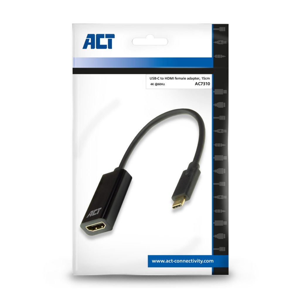 ACT AC7310 | USB-C naar HDMI Adapter | 0,15 m | Zwart - Matmuis - Matmuis