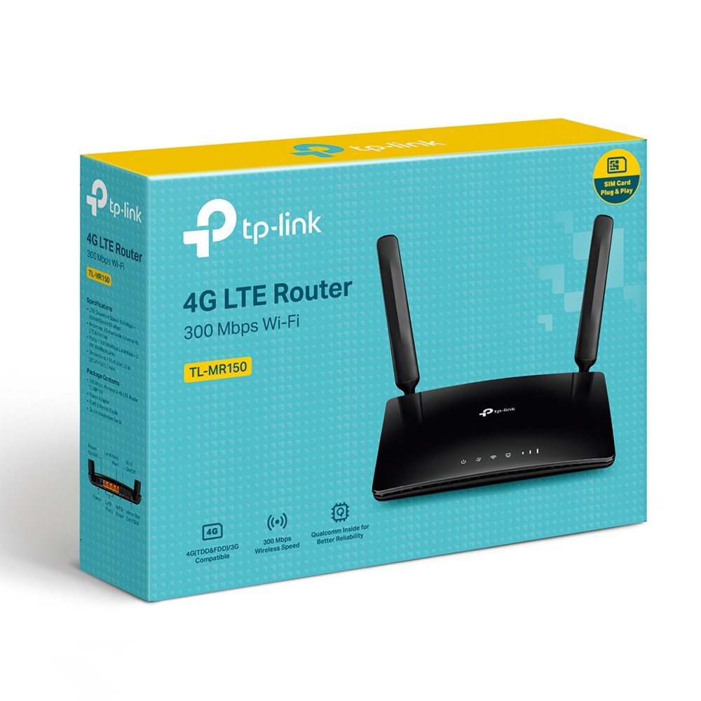 TP-Link TL-MR150 | 4G LTE Router | WiFi 4 (802.11n) | Fast Ethernet | Single-band (2,4 GHz) | Zwart - Matmuis - Matmuis