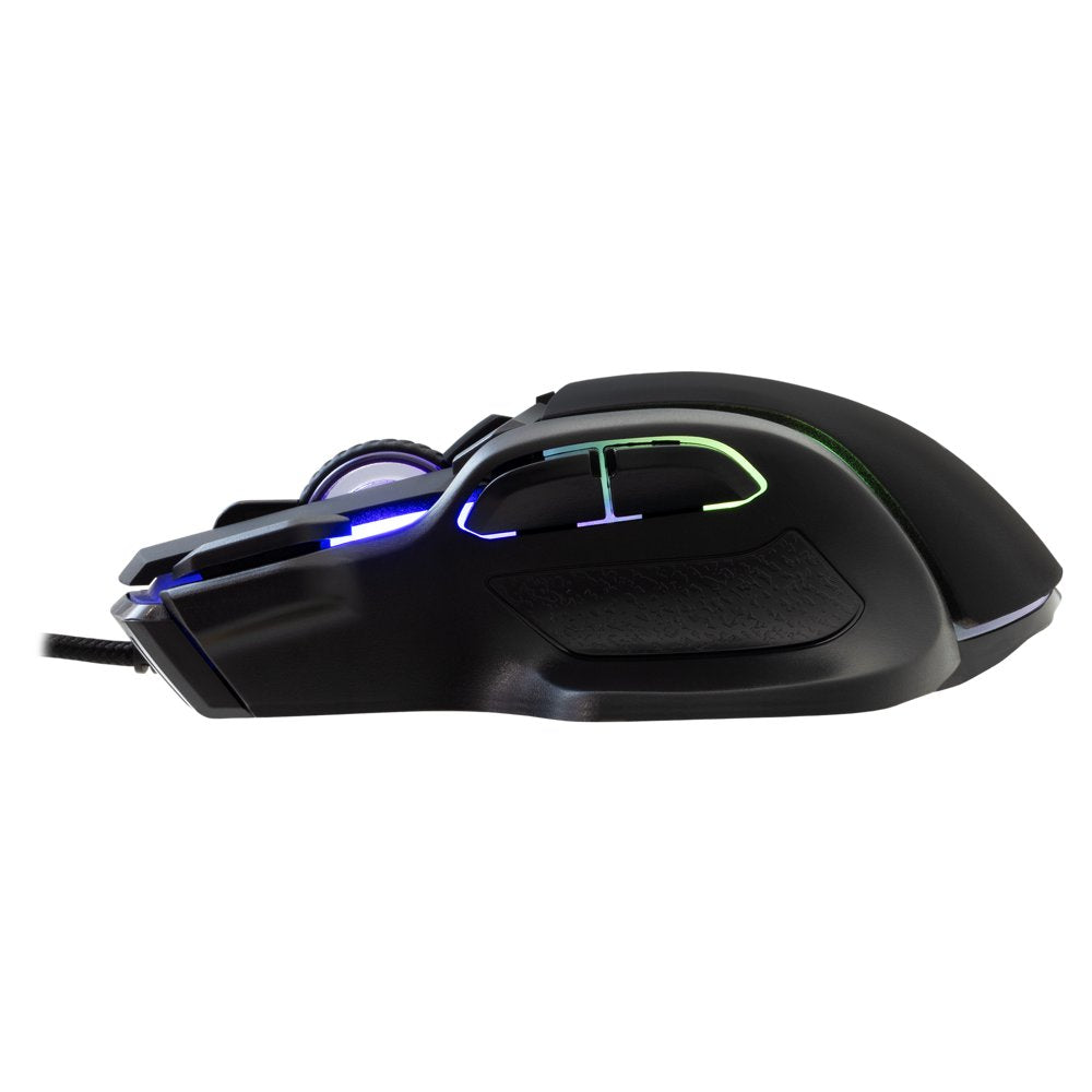 Baracuda PIRANHA RGB | Bedrade Gaming Muis | USB-A | 7200 DPI | Zwart - Matmuis