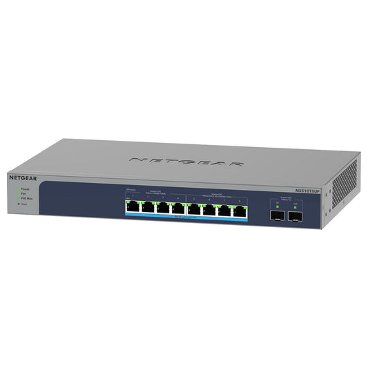 Netgear MS510TXUP-100EUS | Managed Smart Switch | 8 Poorten | Multi-Gigabit/10G Ethernet | Ultra60 PoE++ (295W) | 2x 10G SFP+ | Rackmount | Grijs - Matmuis