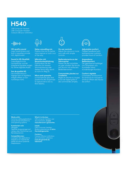 Logitech H540 | Bedrade On-ear USB-A Headset | Zwart - Matmuis - Matmuis