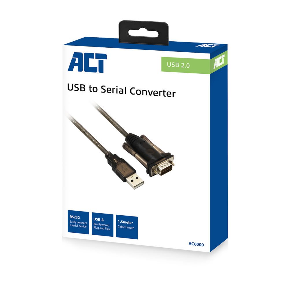 ACT AC6000 | Seriele Kabel | USB-A naar DB-9 | 1,5 m | Zwart - Matmuis - Matmuis