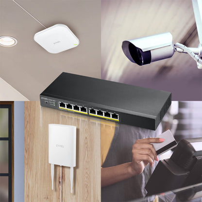 Zyxel GS1915-8EP Managed L2 Gigabit PoE+ Switch | 8 Poorten | NebulaFlex | Zwart - Matmuis