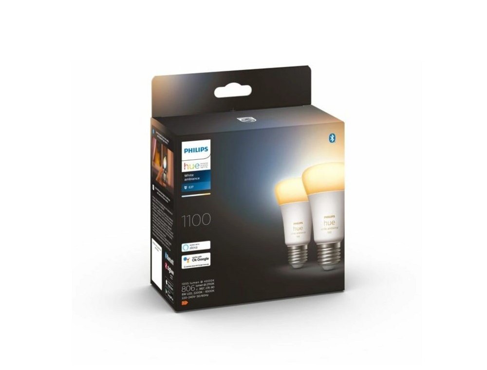 Philips Hue White Ambiance | 8W A60 LED-lamp | E27 fitting | 2-pack | EU | Dimbaar | Bluetooth & Zigbee - Matmuis - Matmuis