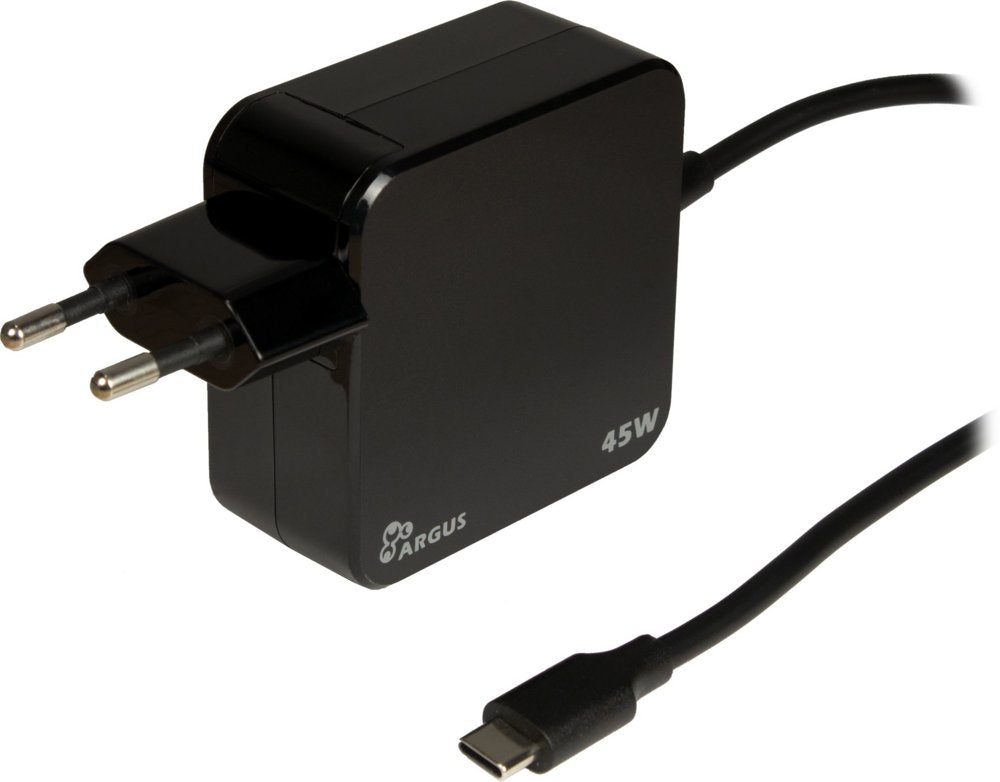 Inter-Tech Argus PD-2045 | Universele USB-C Oplader 45W | Zwart | Met Geïntegreerde Kabel - Matmuis
