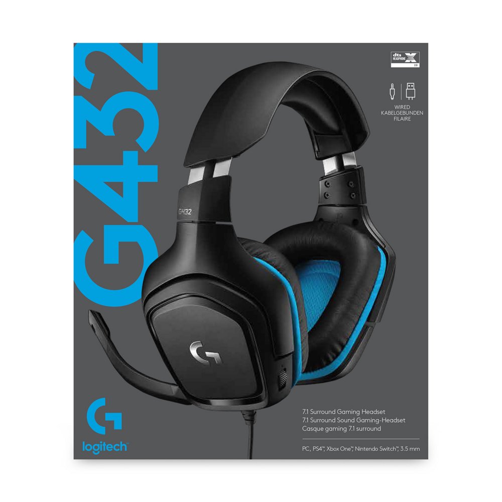 Logitech G432 | Bedrade Over-ear Gaming Headset 3.5mm Connector | 7.1 Surround | Zwart/Blauw - Matmuis - Matmuis