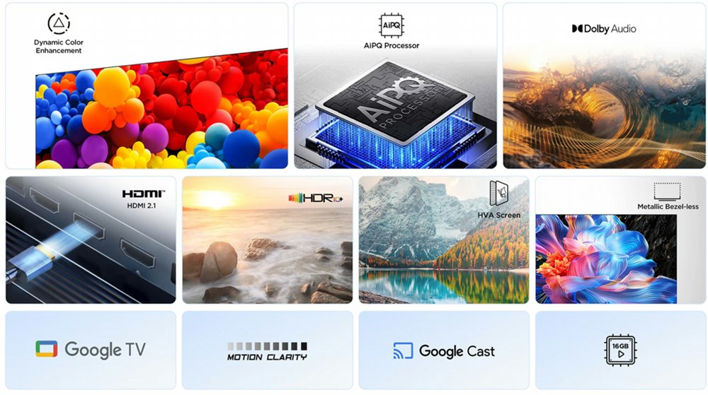 TCL 50P61K 50" | 4K UHD Smart TV | Google TV | HDR | Zwart