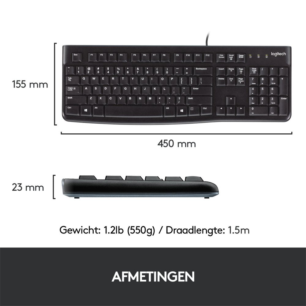 Logitech K120 | Zakelijk Bedraad Toetsenbord | QWERTY - Matmuis - Matmuis
