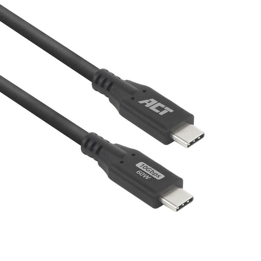 ACT | USB 3.0 Kabel | 10Gbps | 60W | USB-C naar USB-C | 0,5m | Zwart - Matmuis - Matmuis