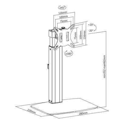 ACT AC8331 | In Hoogte Verstelbare Monitor-bureausteun | Tot 32" | Max 7kg | VESA 100x100 | 1 Monitor - Matmuis - Matmuis