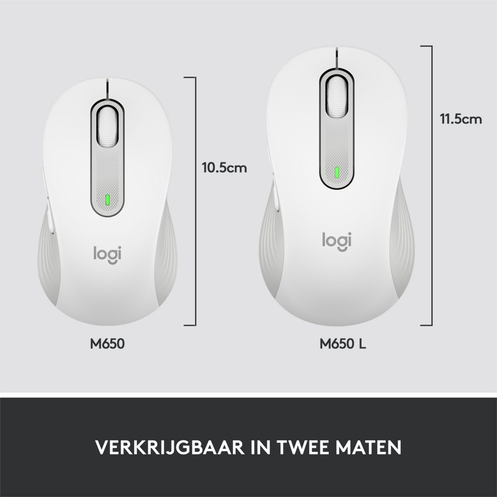 Logitech Signature M650 | Draadloze Muis | Rechtshandig | RF + Bluetooth | 2000 DPI | Wit - Matmuis - Matmuis