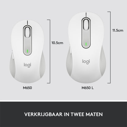 Logitech Signature M650 | Draadloze Muis | Rechtshandig | RF + Bluetooth | 2000 DPI | Wit - Matmuis - Matmuis