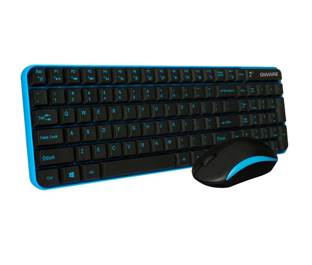QWARE Wireless Waterford Toetsenbord + Muis Blauw - Matmuis