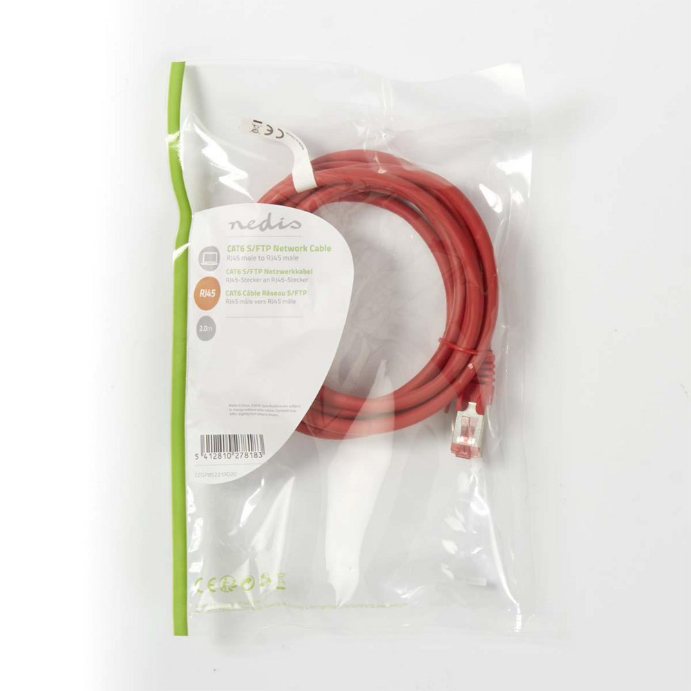 Nedis netwerkkabel | Cat6 | S/FTP (S-STP) | 2 m | Rood | CCGP85221RD20 - Matmuis - Matmuis