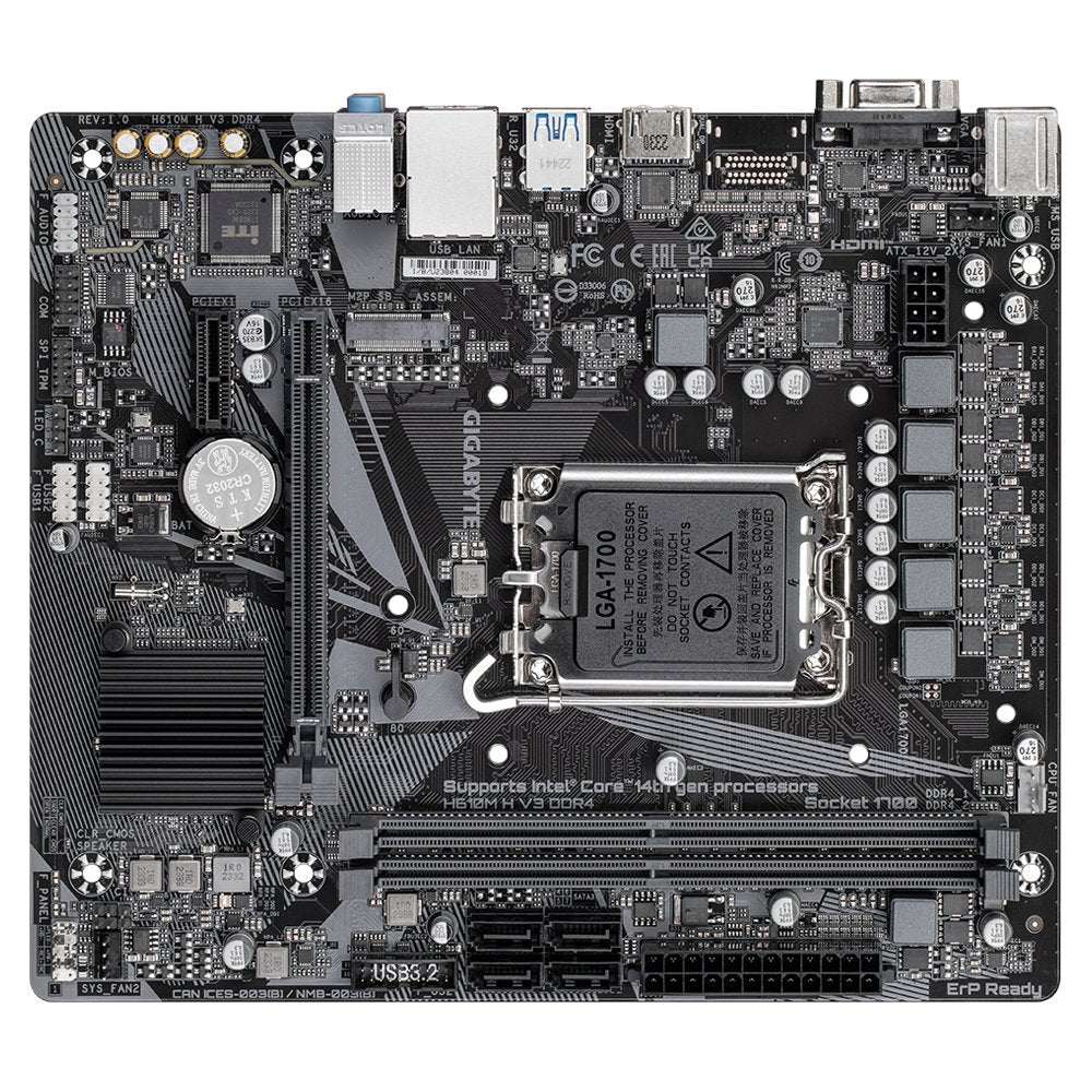 GIGABYTE H610M H V3 DDR4 | Socket LGA 1700 | Intel H610 Express | 2xDDR4 | Micro ATX | Moederbord - Matmuis - Matmuis