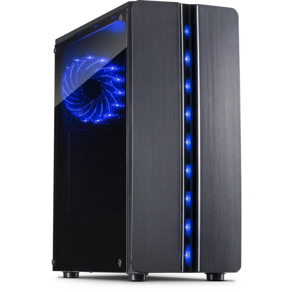 Inter-Tech Thunder Blue Light | Midi Tower Case | Zwart - Matmuis