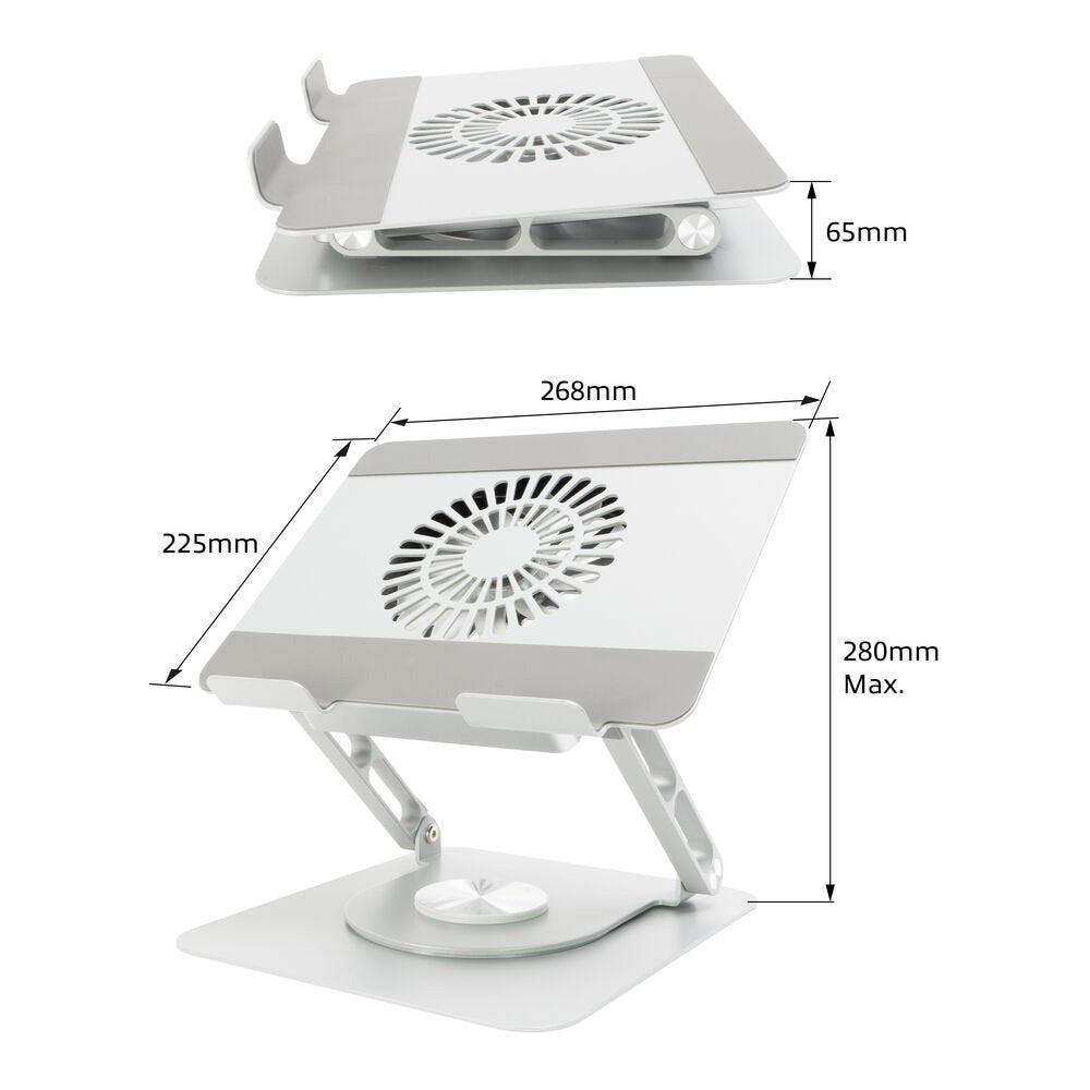 ACT AC8106 | 360° Draaibare Laptopstandaard | Met Ventilator | Traploos Verstelbaar - Matmuis