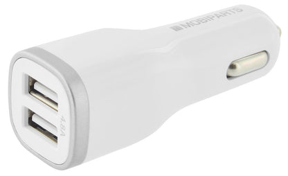 Mobiparts Car Charger | Dual USB-A Autolader 24W / 4.8A | Wit