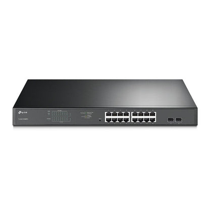TP-Link TL-SG1218MPE | Managed Smart Switch | 18 Poorten | Gigabit Ethernet (10/100/1000 Mbps) | 16x PoE+ (192W) | 2x SFP | VLAN/QoS | Zwart - Matmuis