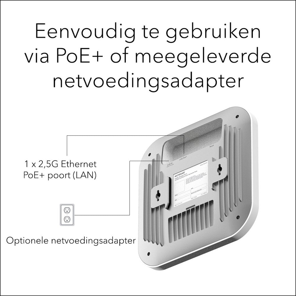 Netgear Insight WAX210 | WiFi 6 Access Point (AX1800) | 1800 Mbit/s | PoE (802.3at) | Inclusief Montagebeugel - Matmuis