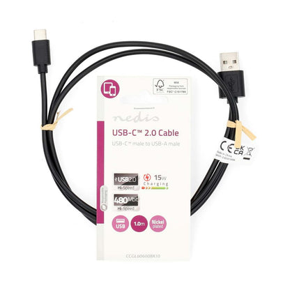 Nedis CCGL60600BK10 | USB 2.0 | USB-A naar USB-C | 1m | Zwart - Matmuis - Matmuis