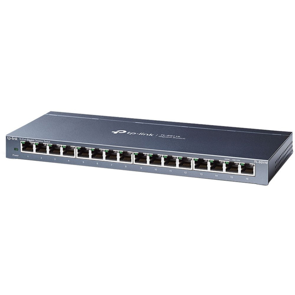 TL-SG116E | 16-poorts Gigabit Easy Smart Switch | QoS/VLAN/IGMP Snooping | Plug-and-play | Metalen behuizing - Matmuis