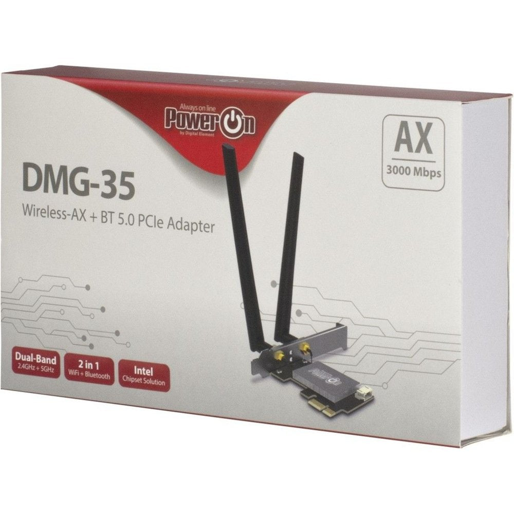 Inter-Tech DMG-35 | Wi-Fi 6 & Bluetooth 5.0 PCIe Adapter | 3000 Mbps | Dual-band (2,4 GHz / 5 GHz) | Intel AX200 Chipset | PCIe x1 - Matmuis - Matmuis