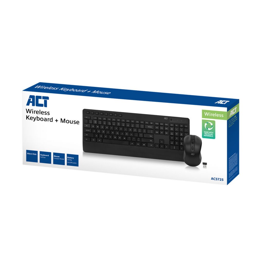ACT AC5725 | Draadloze Muis en Toetsenbordcombo | QWERTY - Matmuis - Matmuis