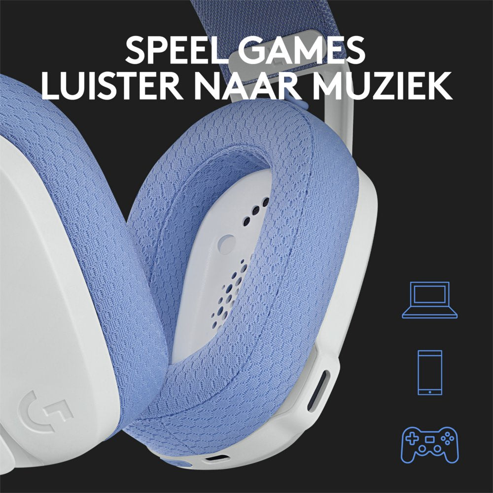 Logitech G G435 | Draadlooze Over-ear Gaming Headset | Bluetooth & USB-A Receiver | Wit/Lilac - Matmuis - Matmuis