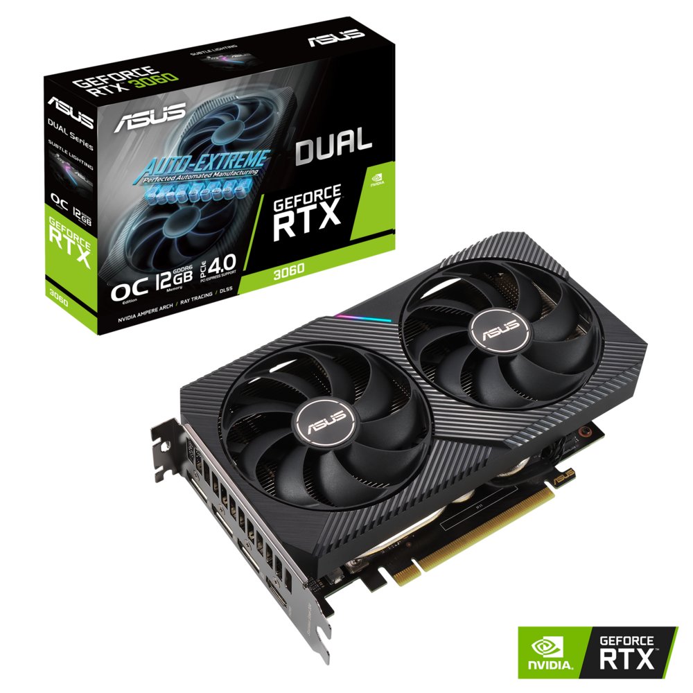 ASUS GeForce RTX 3060 DUAL O12G V2 | 12GB GDDR6 VRAM | Videokaart | GPU | Nvidia - Matmuis - Matmuis