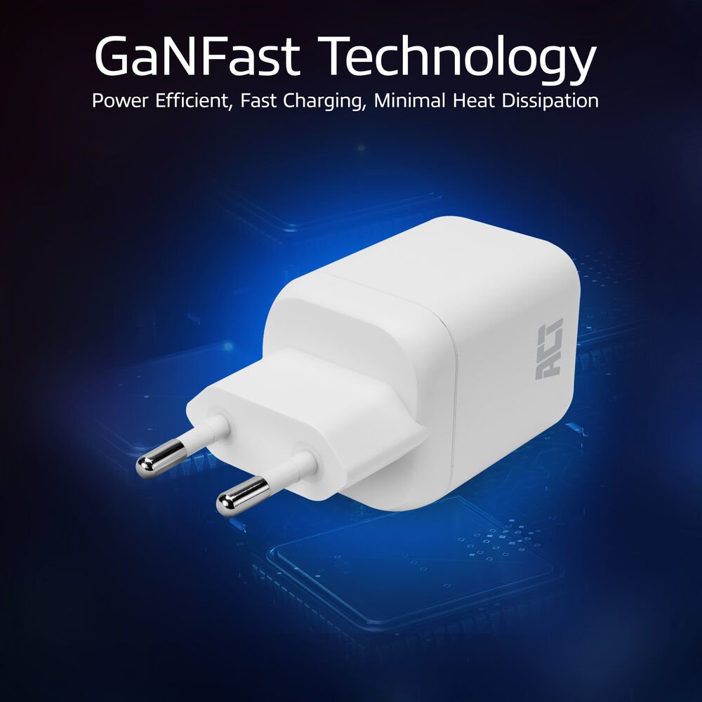 ACT AC2175 | 100W USB-C-lader | 2× USB-C | Power Delivery 3.2 | PPS & AVS | GaNFast