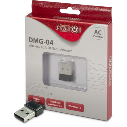 Inter-Tech DMG-04 | Wi-Fi 5 USB Nano Adapter | 433 Mbps (5 GHz) / 200 Mbps (2,4 GHz) | USB 2.0 | Zwart - Matmuis - Matmuis