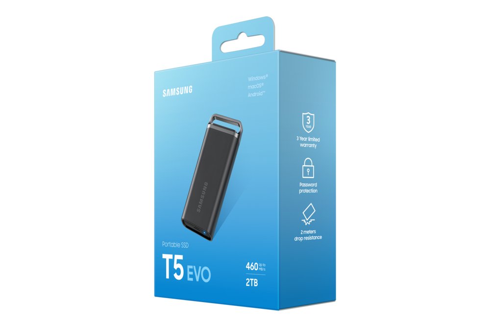 Samsung T5 EVO | Externe SSD | 2TB | USB 3.2 Gen 1 | 460MB/s | Zwart | Compact & Draagbaar - Matmuis - Matmuis