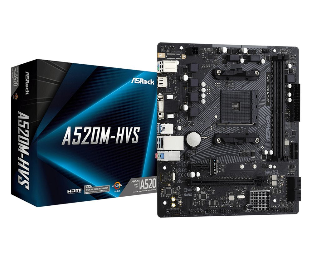 Asrock A520M-HVS | Socket AM4 | AMD A520 | 2xDDR4 | Micro-ATX | Moederbord - Matmuis - Matmuis