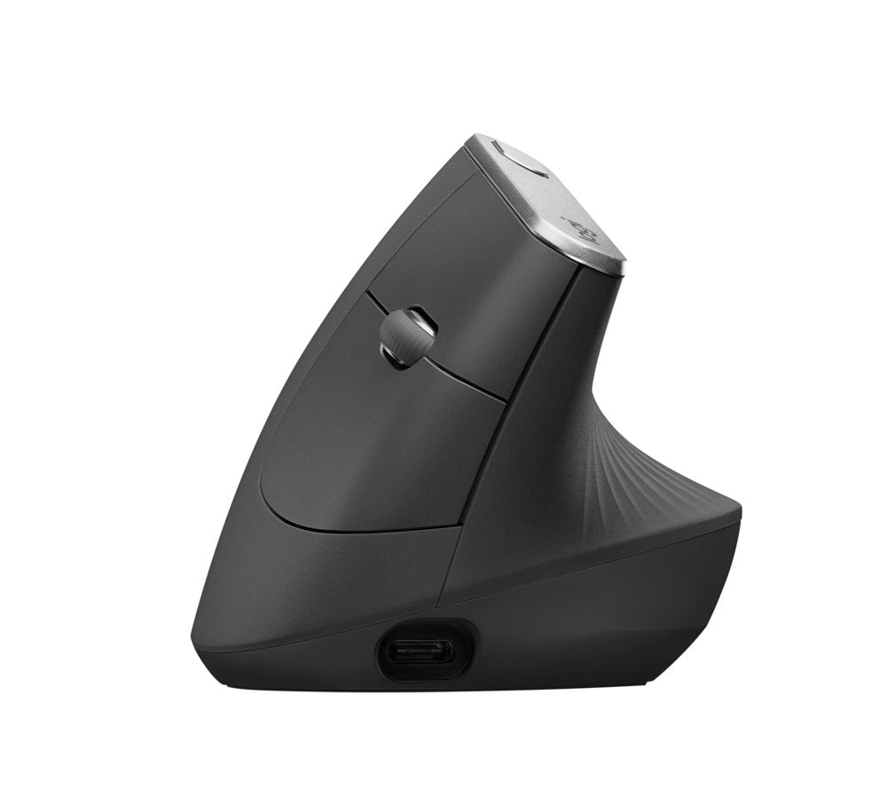 Logitech MX Vertical | Draadloze Ergonomische Muis | Rechtshandig | RF + Bluetooth + USB-C | 4000 DPI suggestie | Grafiet - Matmuis - Matmuis